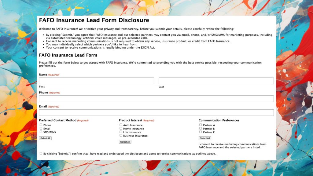 compliant lead form example